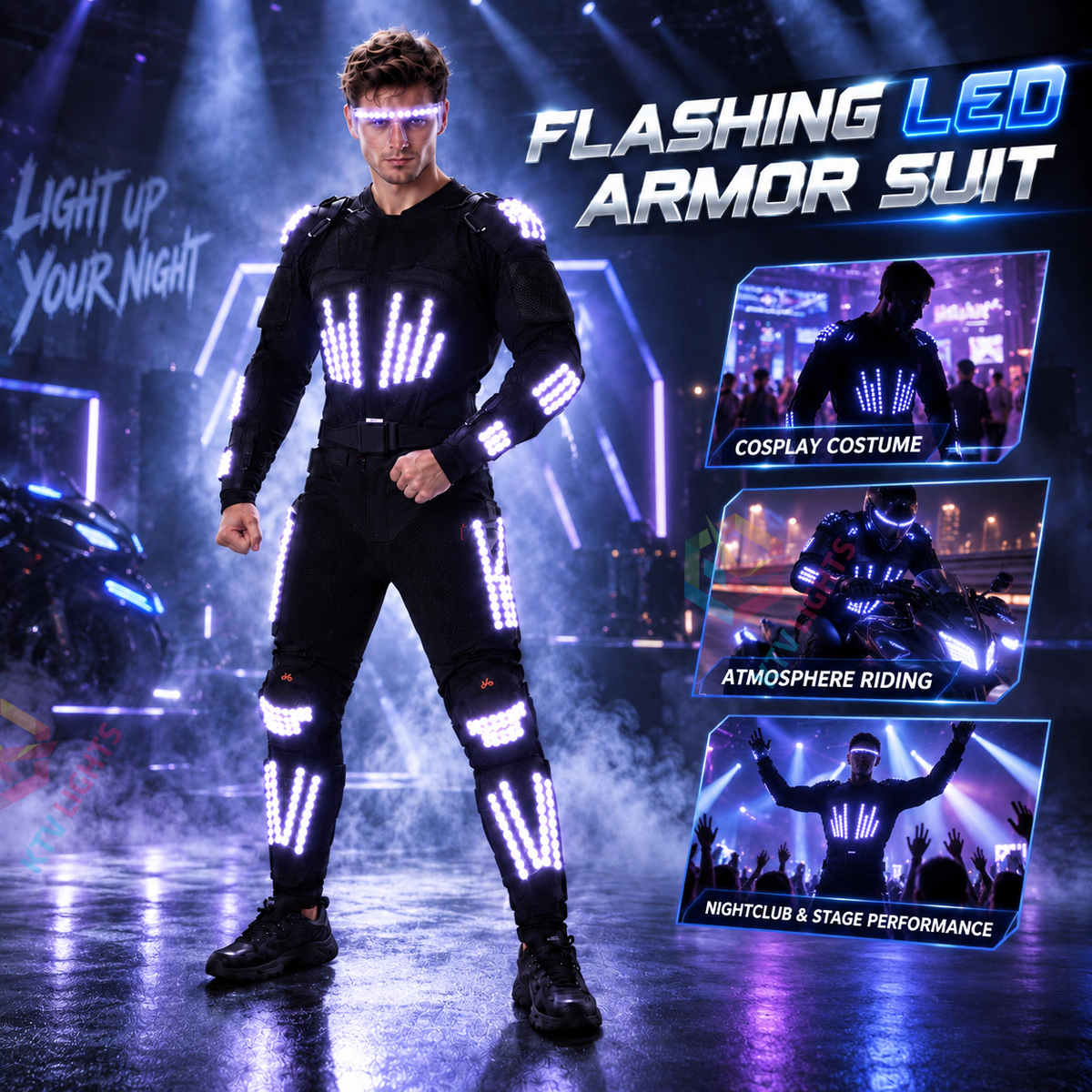 KTVLIGHTS LED Armor Costume for Rave, Cosplay & Stage-M61