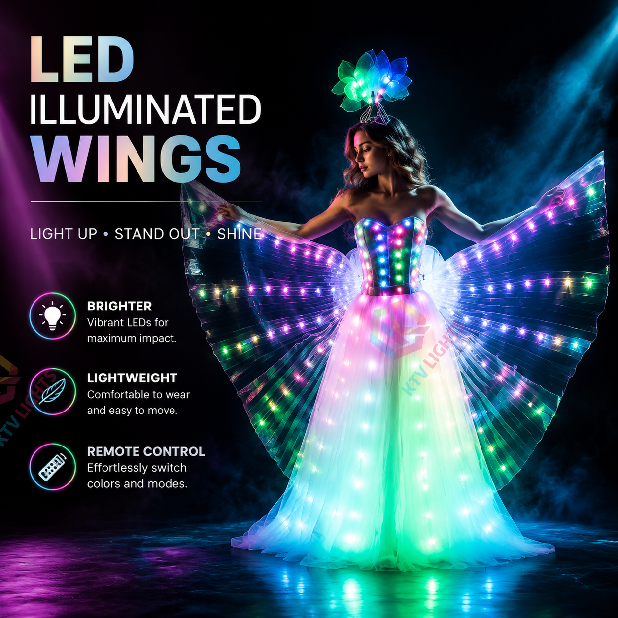 KTVLIGHTS LED Wings for Ballet, Wedding & Stage Performance-M52