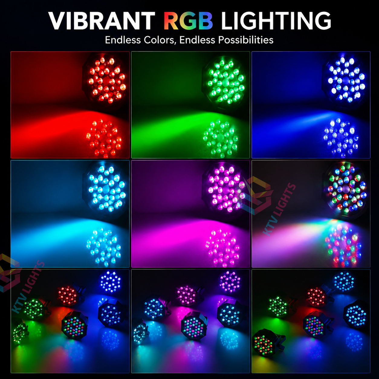 KTVLIGHTS 72W RGB Rechargeable LED PAR Light-P10