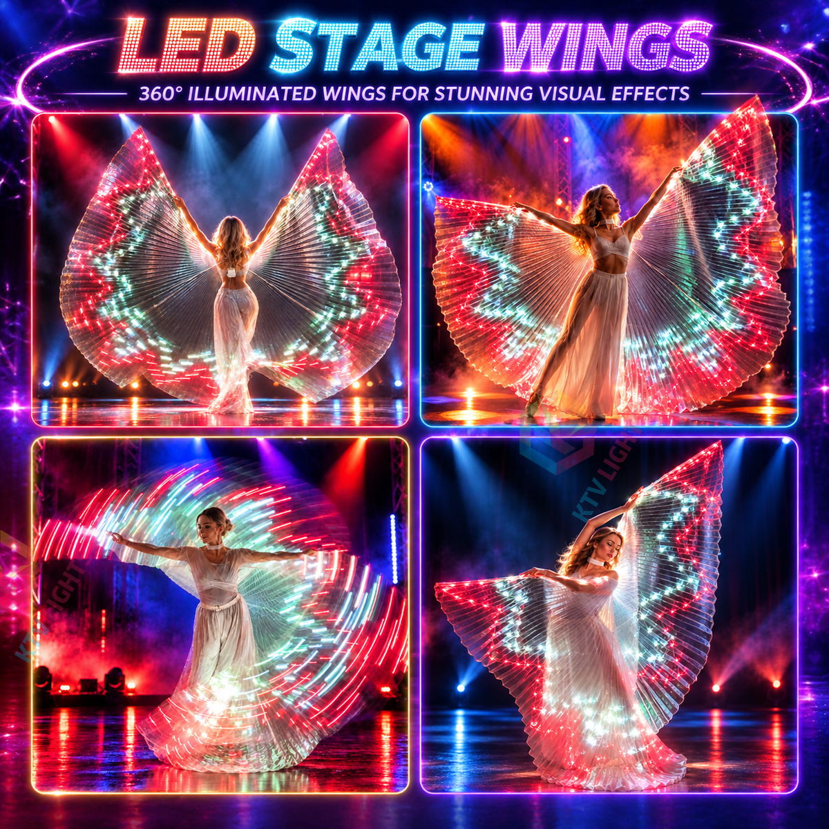KTVLIGHTS LED Light Up Wings for Dance & Stage-M71