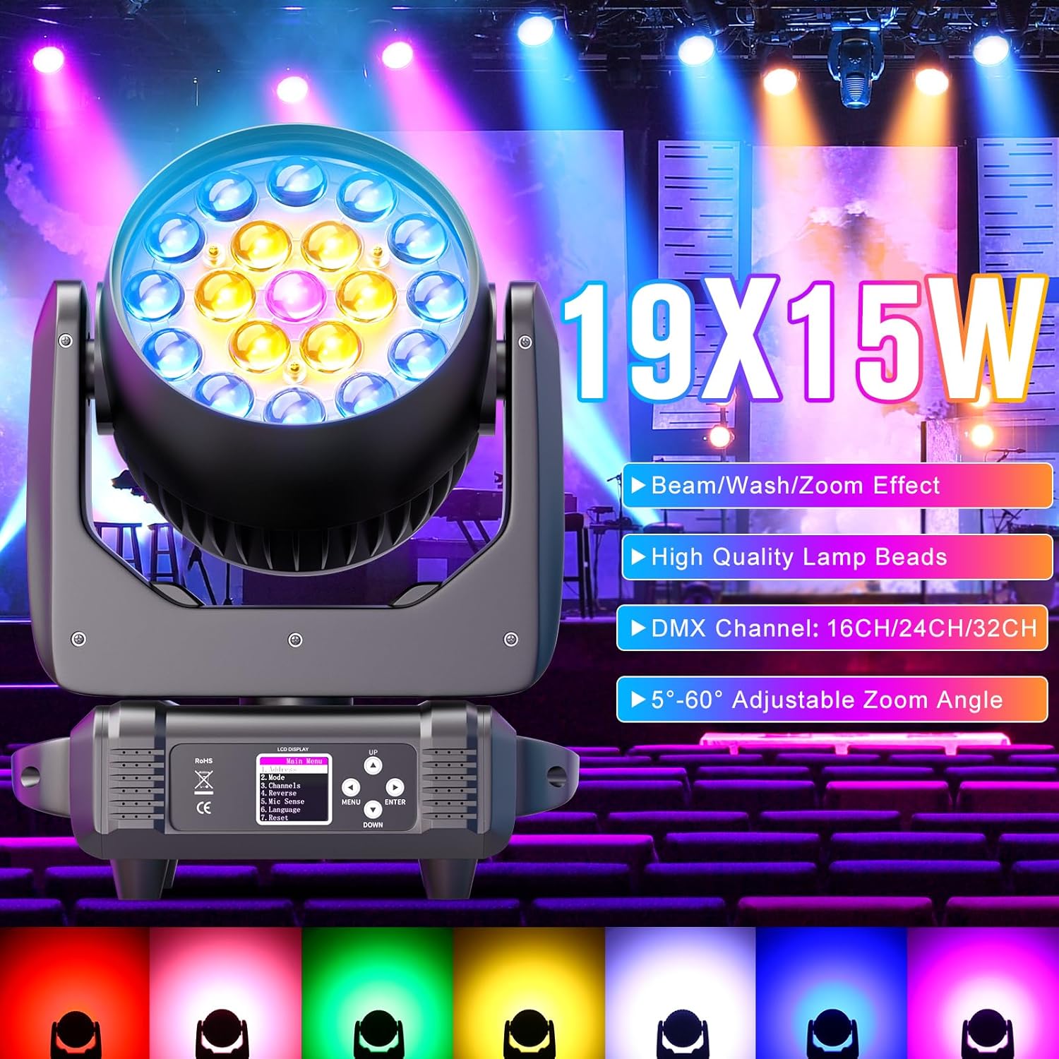 285w RGBW stage light 19 LED moving head light-P5