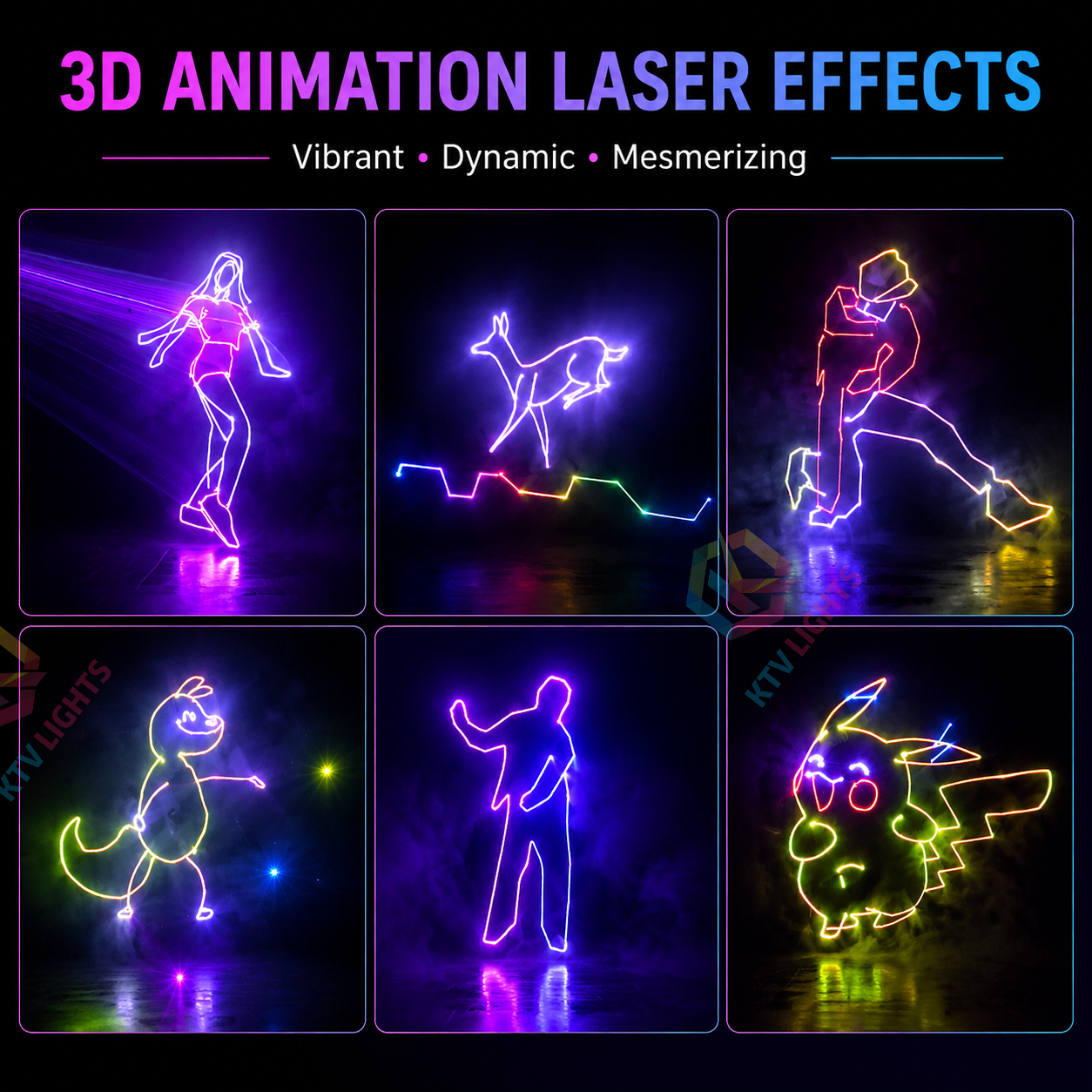KTVLIGHTS 2W/4W 5-in-1 RGB 3D Animation Beam DMX Stage Laser Light-A7