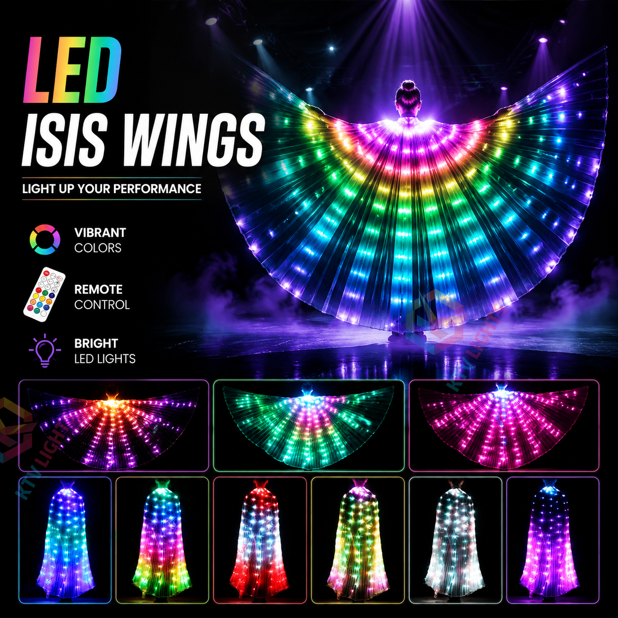 KTVLIGHTS Rainbow LED Wings for Dance Shows & Performances-M56