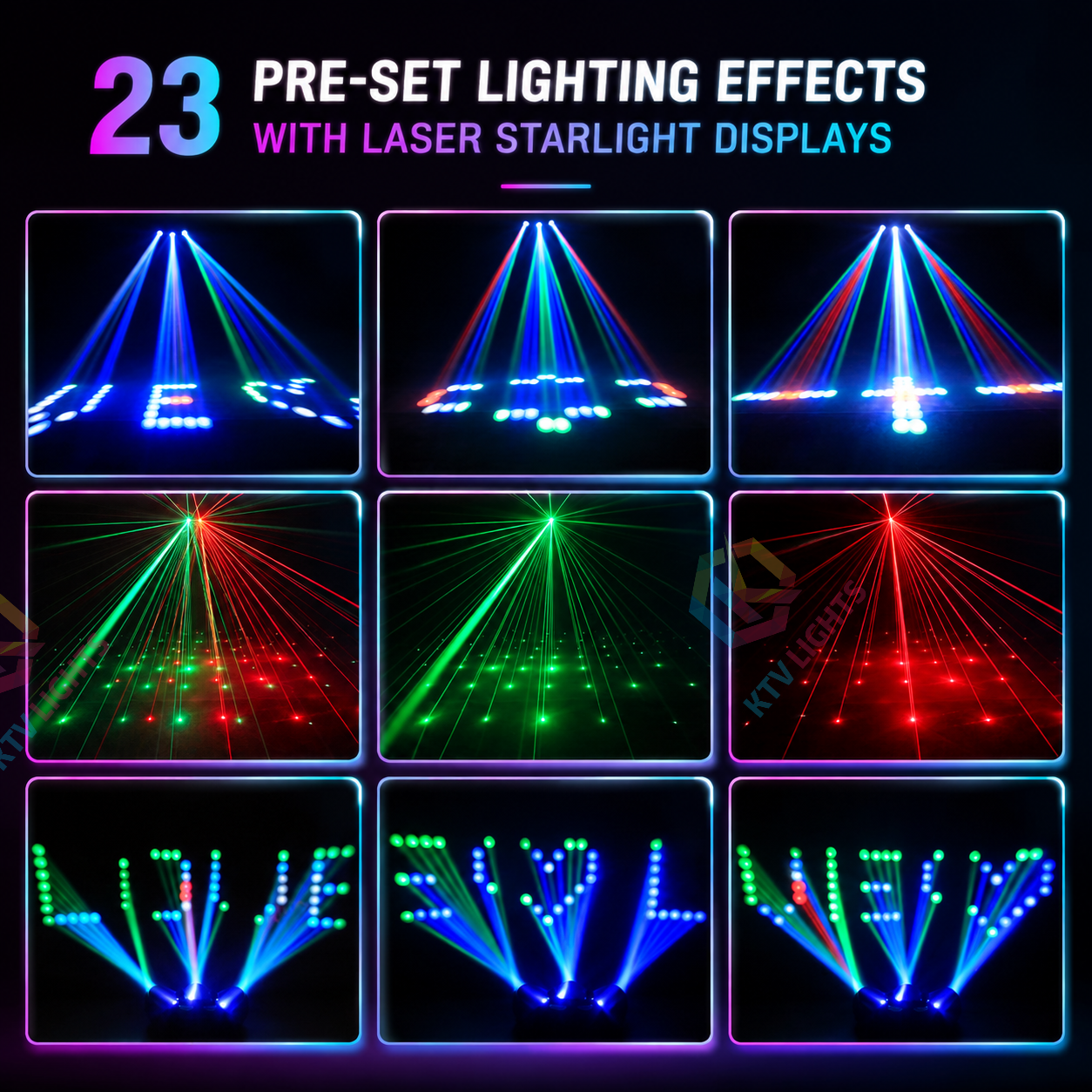 KTVLIGHTS RGBW 3-Head Airship-Style LED Stage Effect Light for DJ Parties- C23