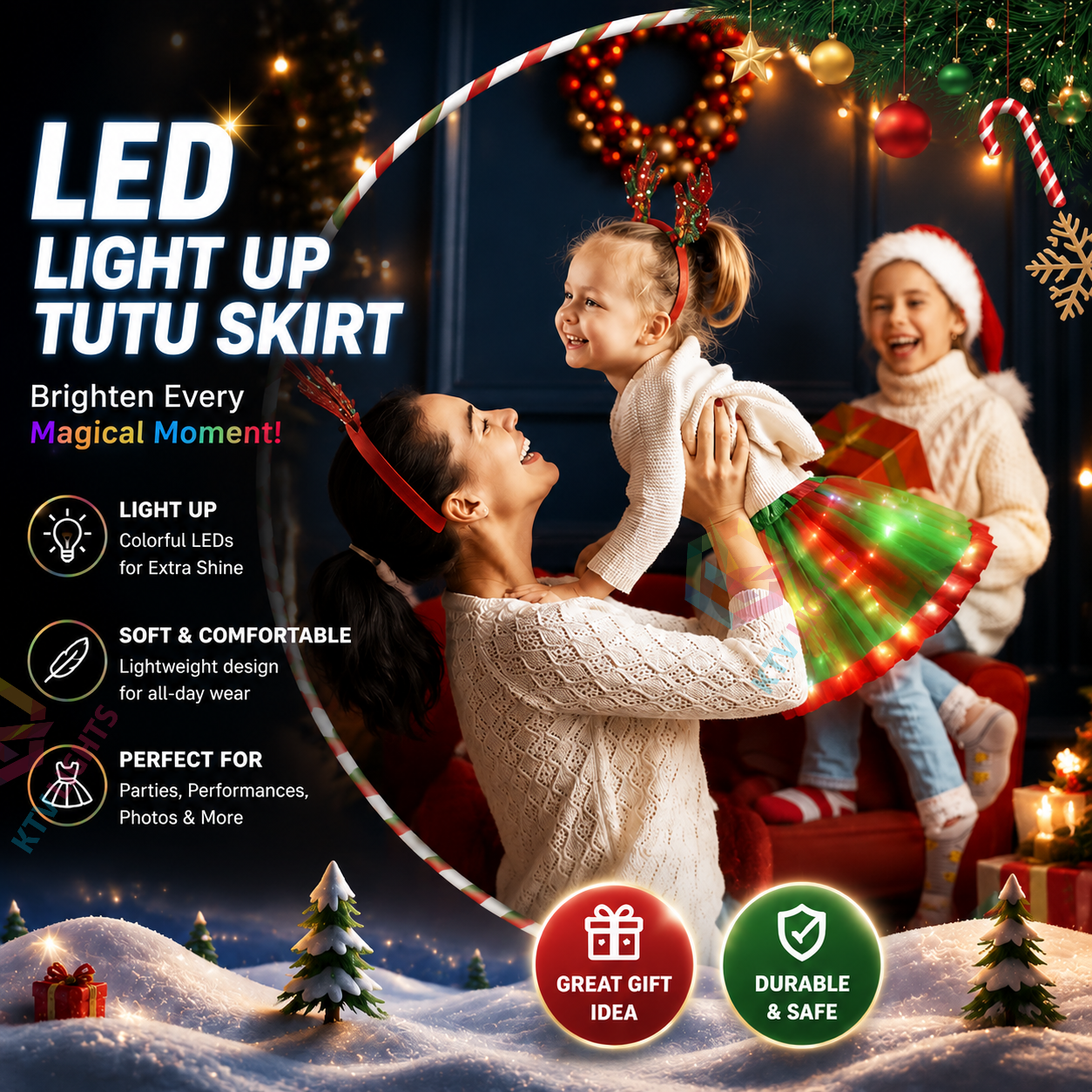 KTVLIGHTS Kids Pumpkin LED Tutu Skirt for Halloween Costume-M53