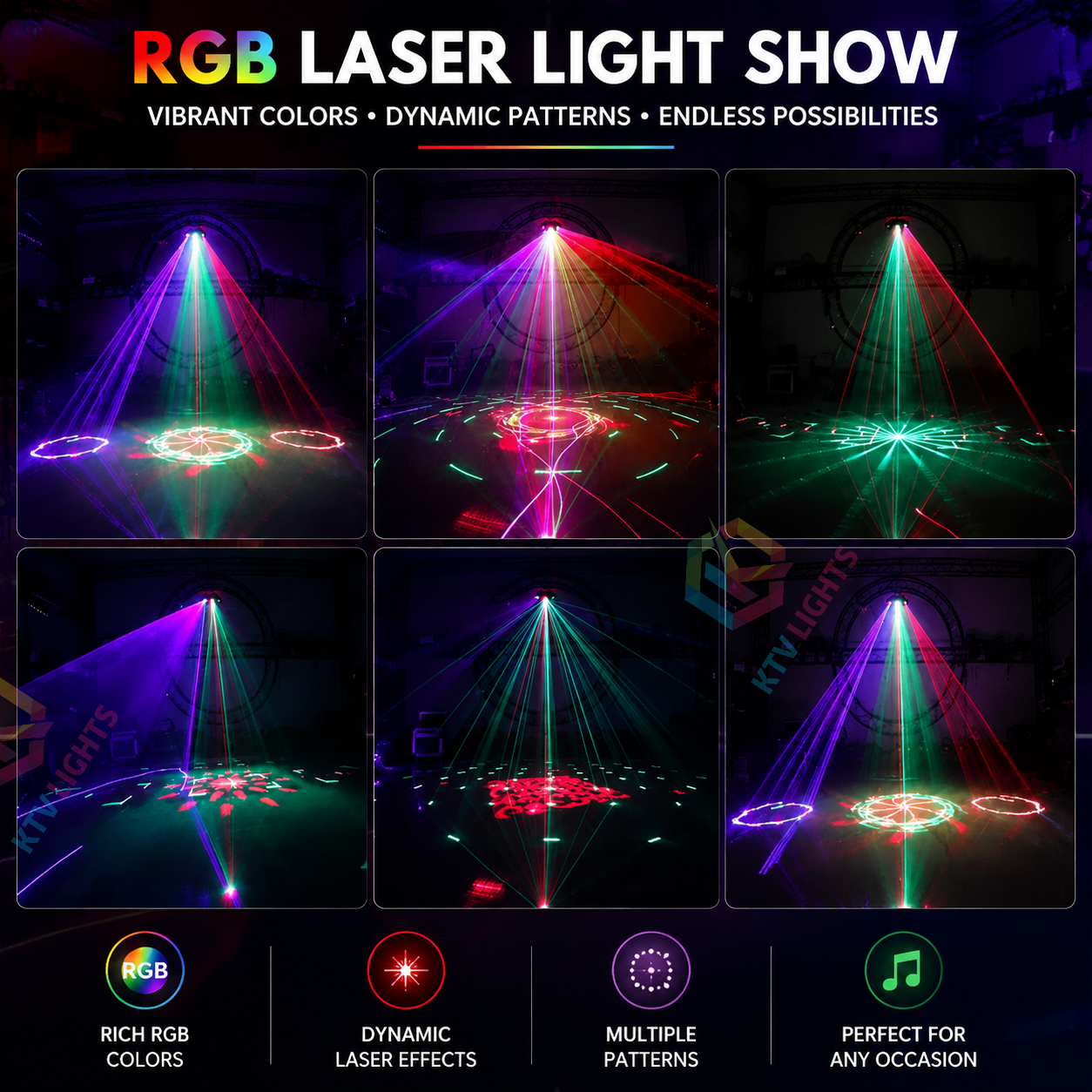 KTVLIGHTS RGB DJ laser light suitable for nightclubs, parties, and weddings-B22