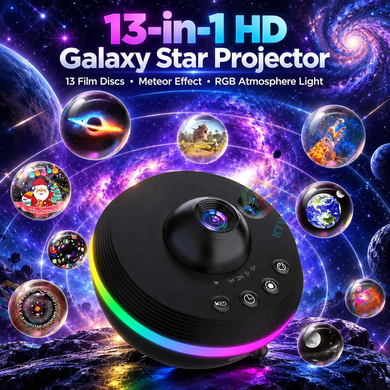 KTVLIGHTS 13-in-1 4K HD Planetarium Galaxy Star Projector-S53