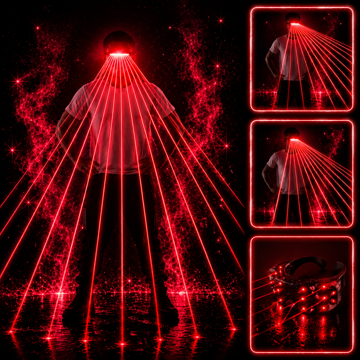 KTVLIGHTS Red Laser Glasses with Rivet Style for Parties & Festivals-M32