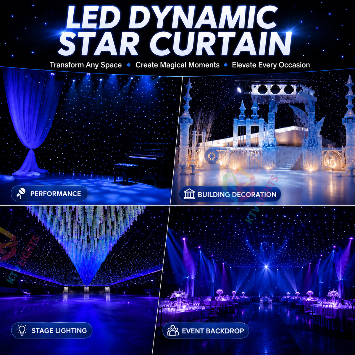 KTVLIGHTS LED Dynamic Starry Sky Screen, suitable for weddings and stage events-M68