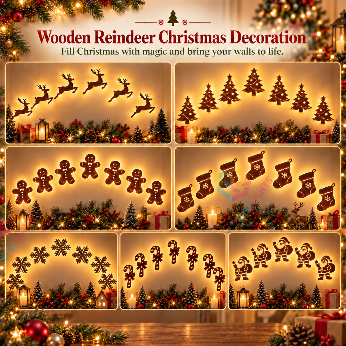 KTVLIGHTS Lighted Reindeer Christmas Wall Decor-M65