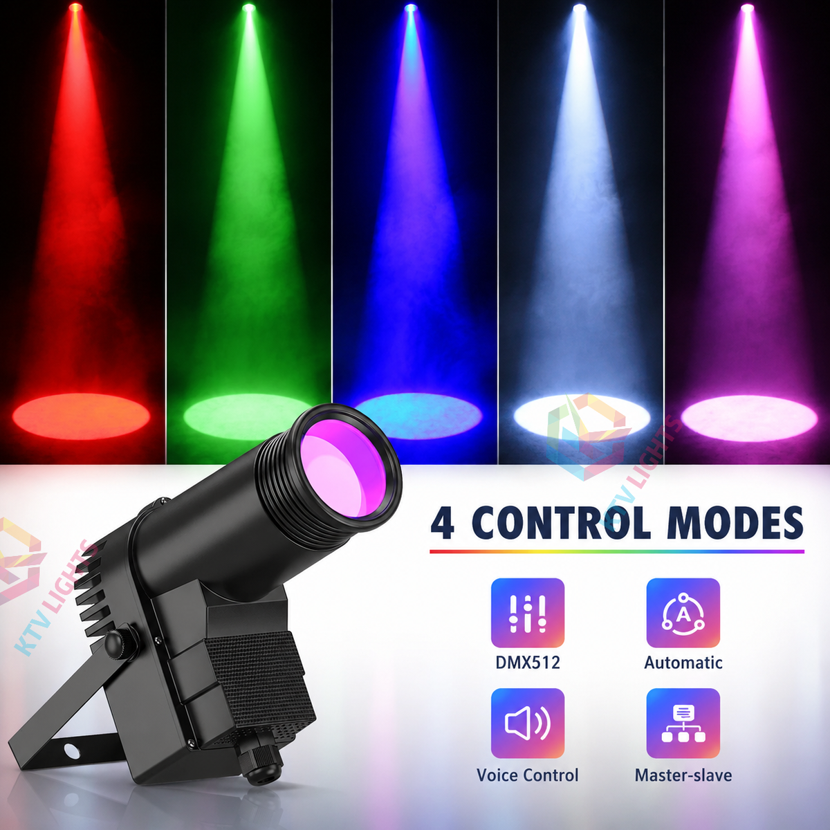 KTVLIGHTS 10W RGBW 4-in-1 LED Spotlight-J1