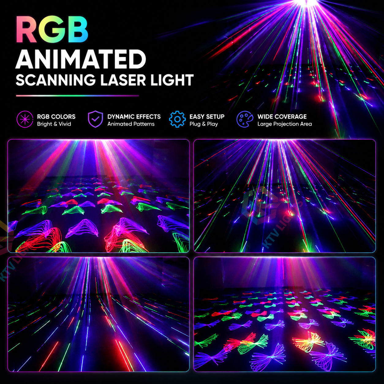 KTVLIGHTS Full-color line-scanning laser light suitable for DJ stage performances-B14
