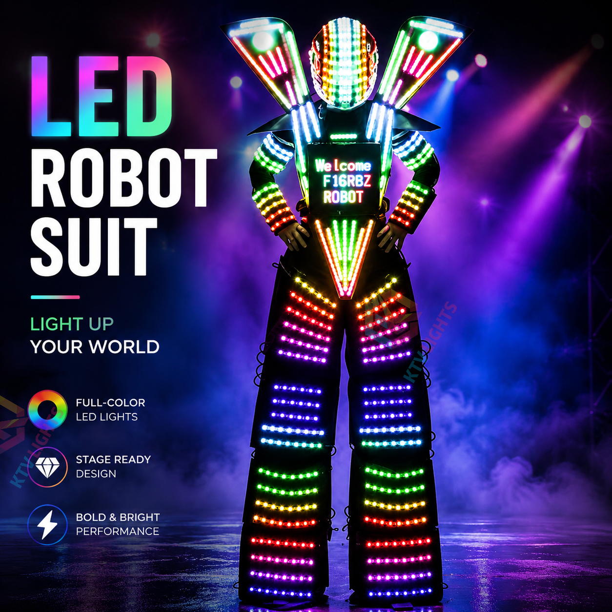 KTVLIGHTS Futuristic LED Robot Suit for Stage & Party Shows-M51