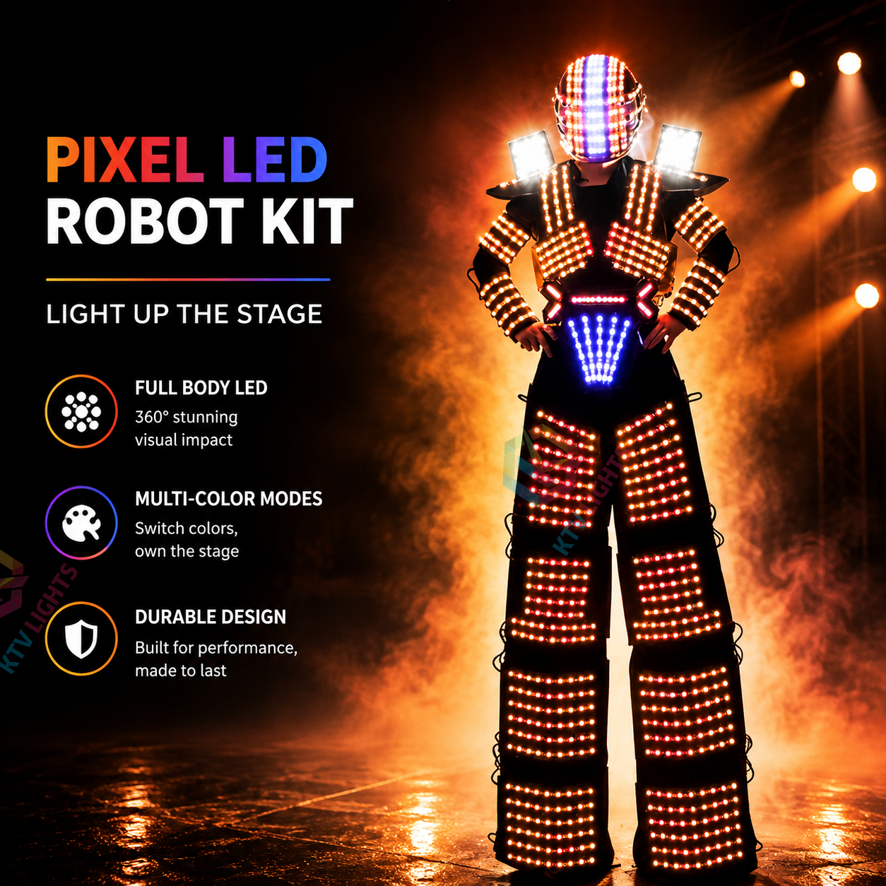KTVLIGHTS Pixel LED Robot Kit for DIY Costume & Party Shows-M45