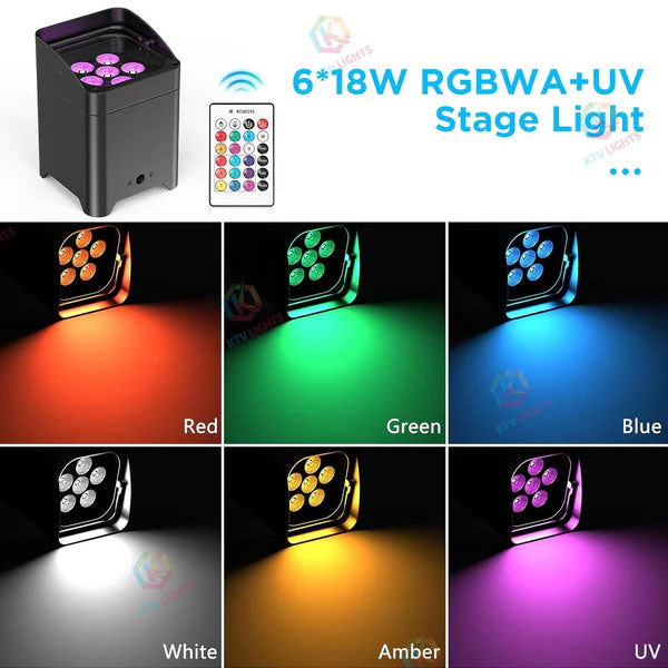 APP PAR Light 6x18W RGBWA + UV Colored Wall Washer Light - P53