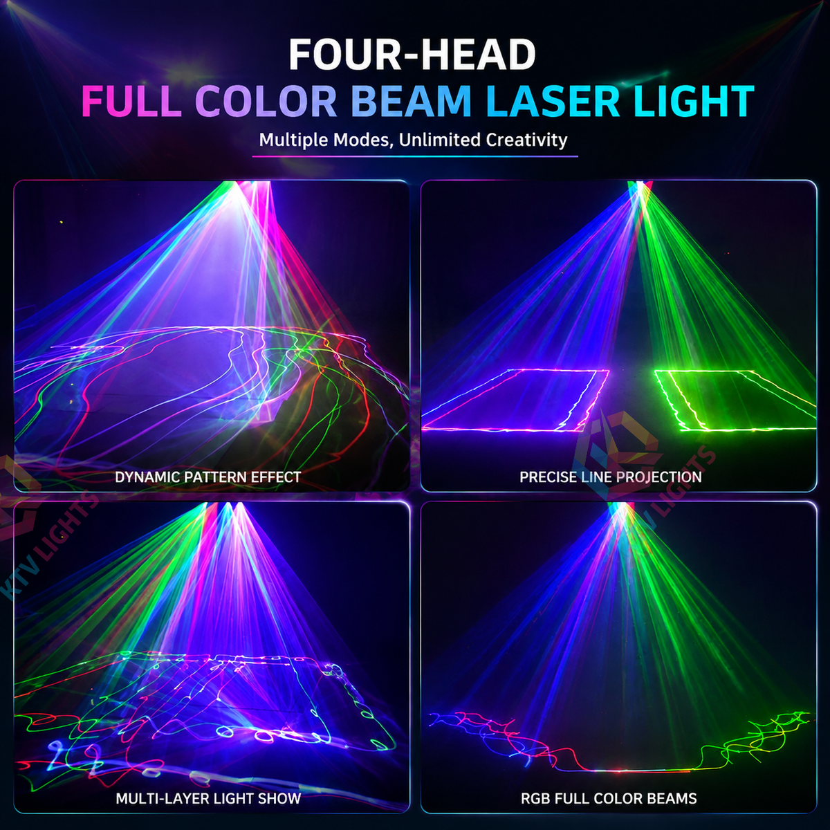 KTVLIGHTS 4-Aperture Full-Color Line-Scan Laser Light for DJ Stages-B18