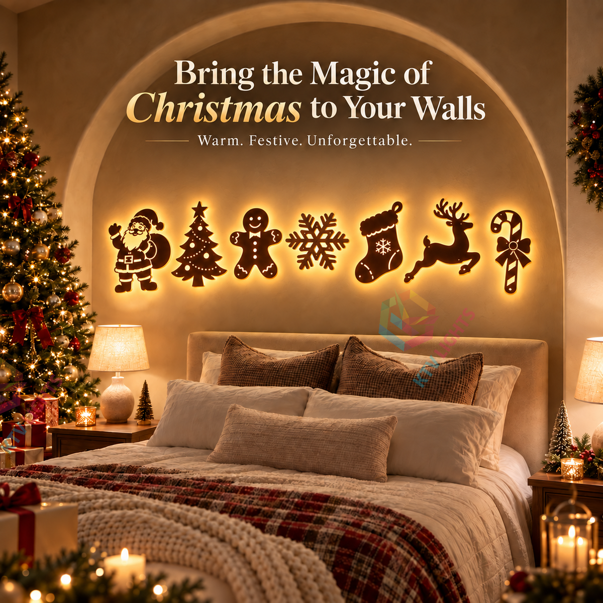 KTVLIGHTS Lighted Reindeer Christmas Wall Decor-M65