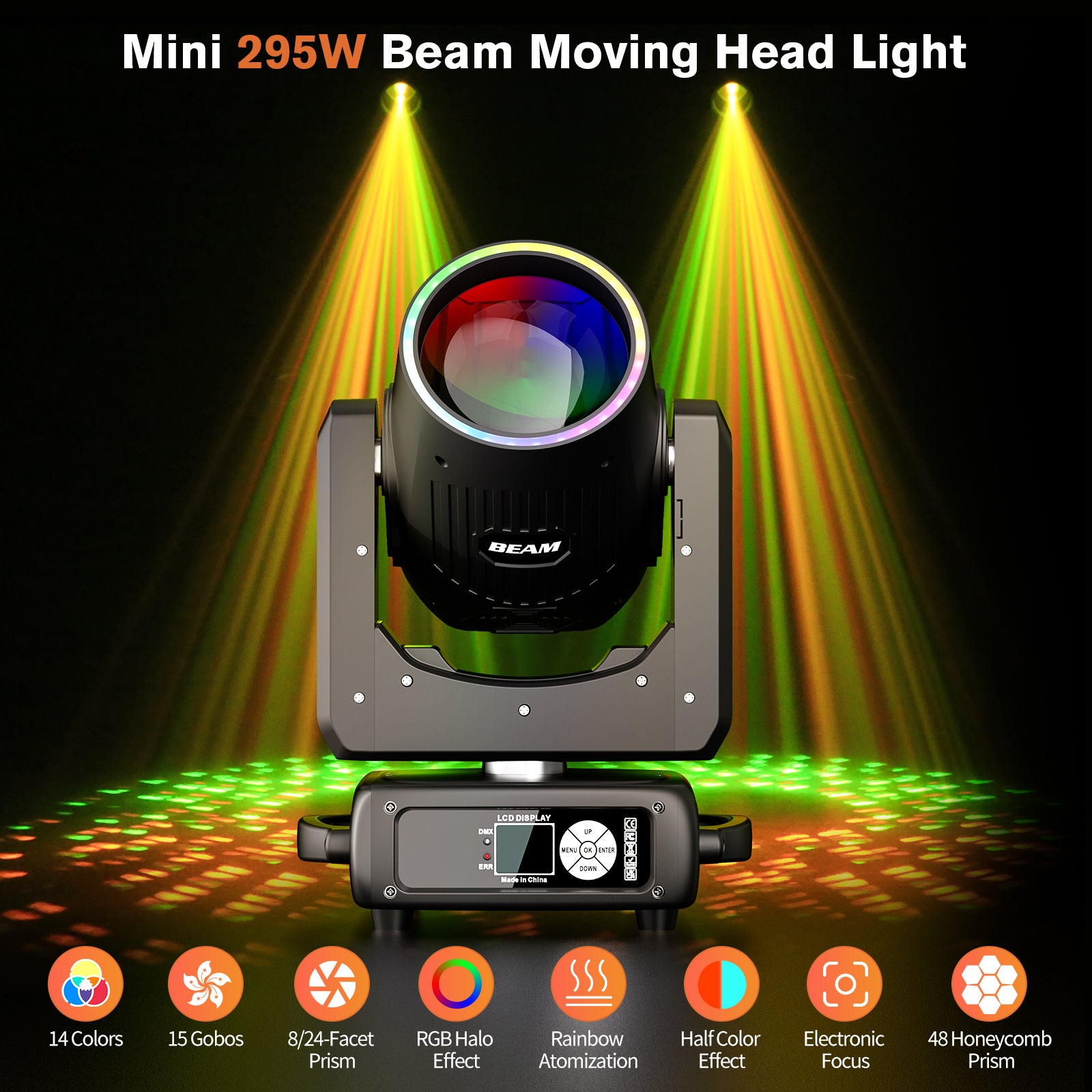 2025 New 295W 48 Prism 14 Colors 15 Patterns 14R Moving Head Light-E48
