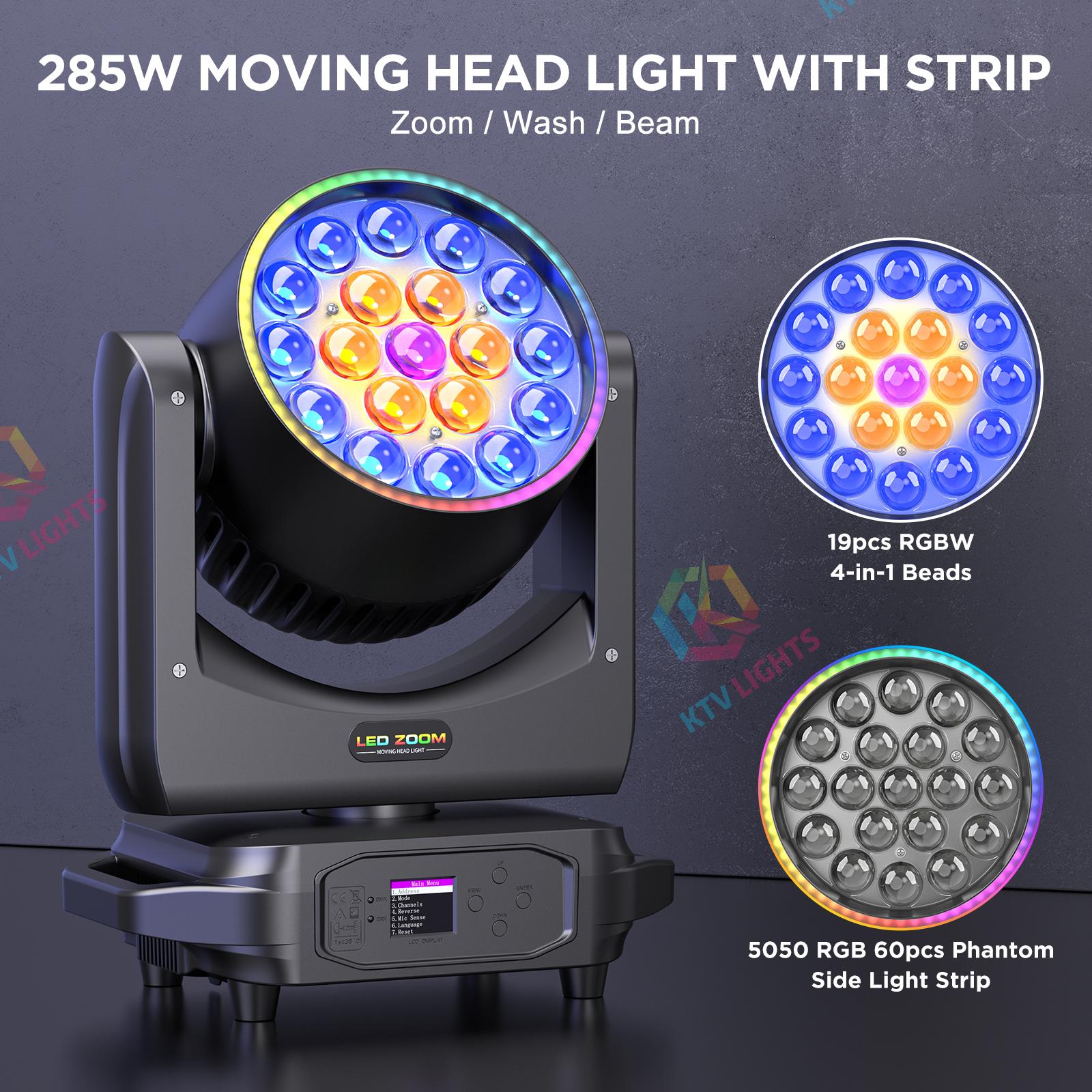 19x15W LED RGBW Zoom Moving Head Light-E60