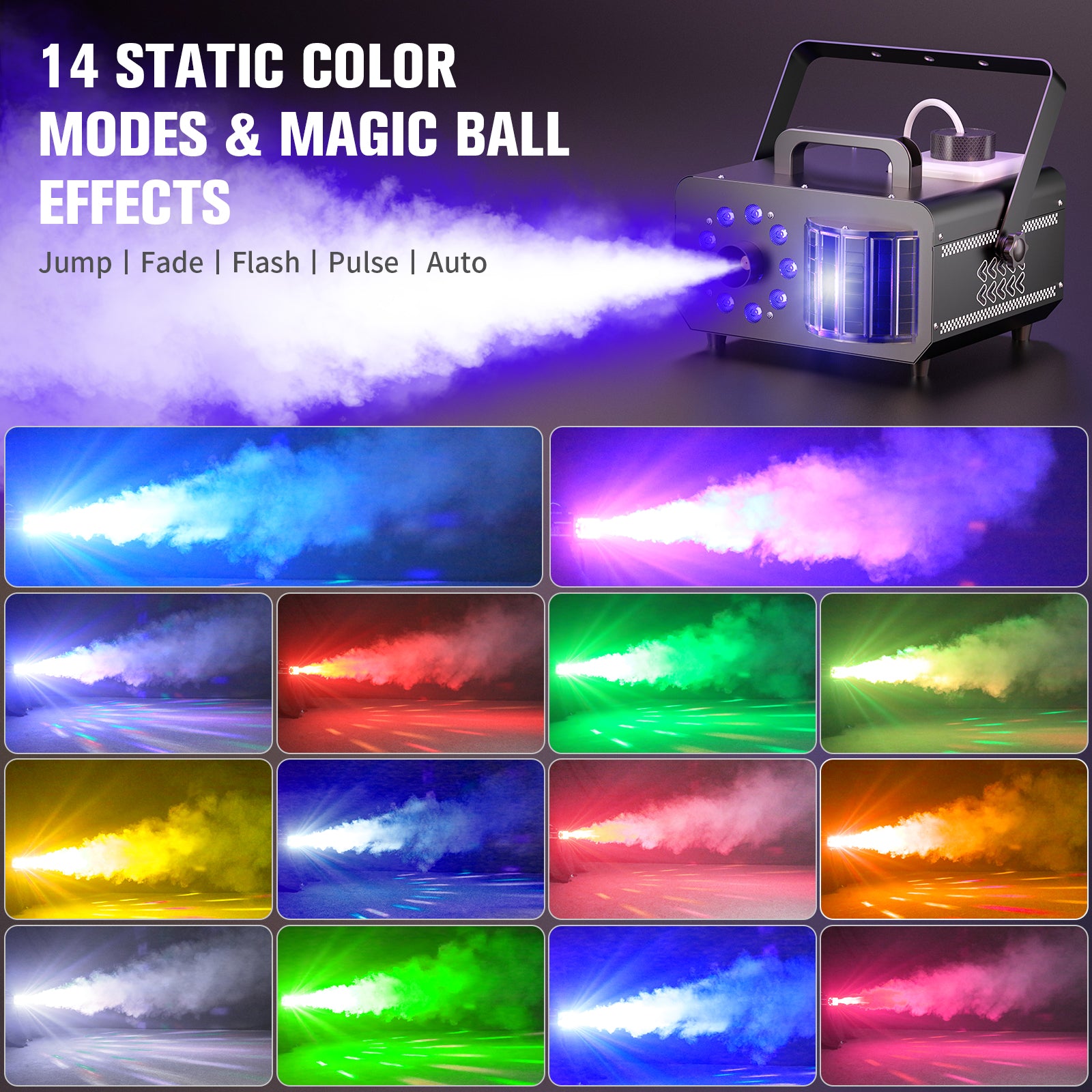 1200W RGB 9 LED Magic Ball Effect Smoke Machine-Y7
