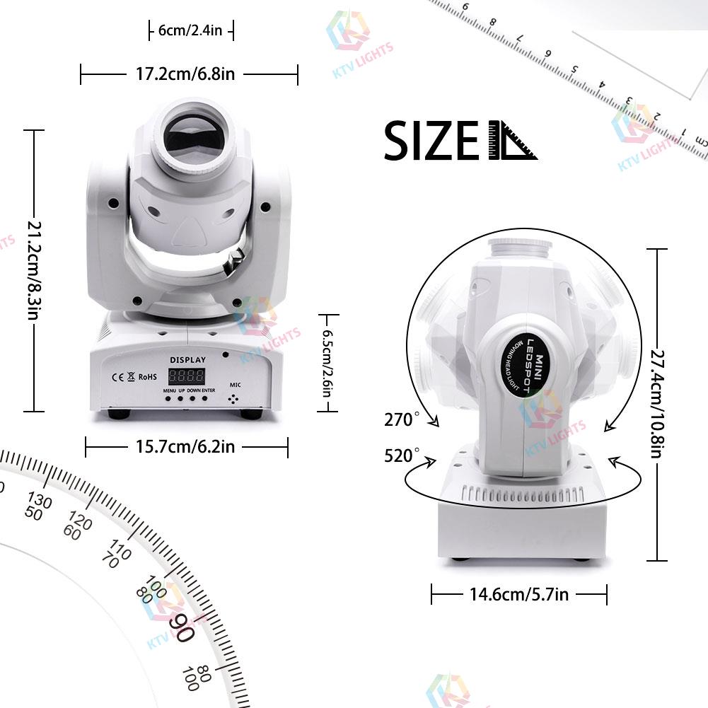 50W 8 Gobos 8 Colors Remote Control LED Moving Headlight-E27