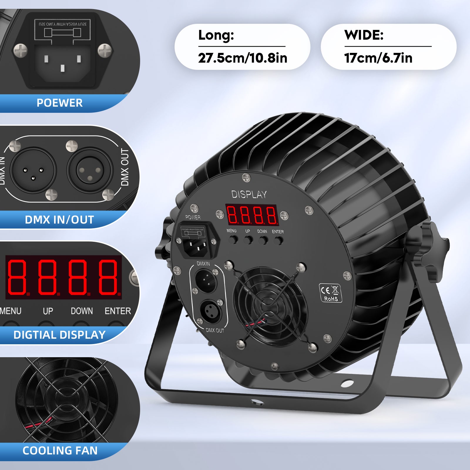 6-in-1 RGBW + UV 18-LED par light-P22