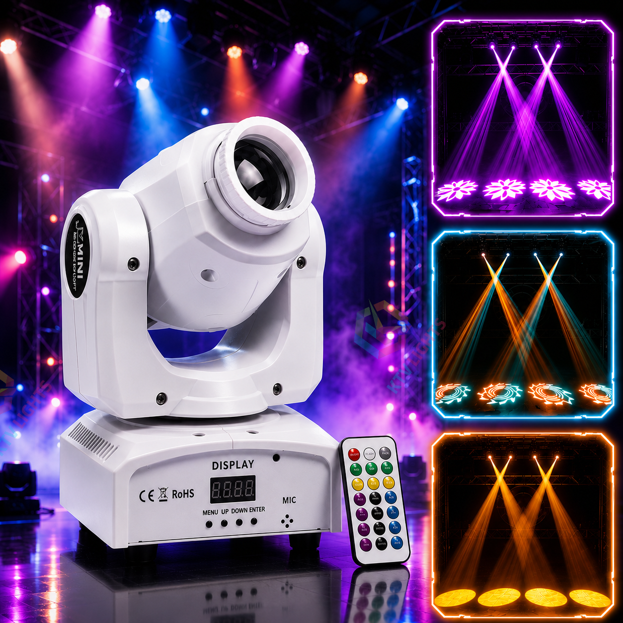 KTVLIGHTS LED Moving Head DJ Stage Light 8 Gobo-E27