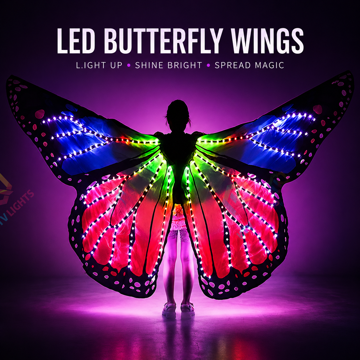KTVLIGHTS Full Color LED Butterfly Wings Light Up Costume for Rave Party-M4