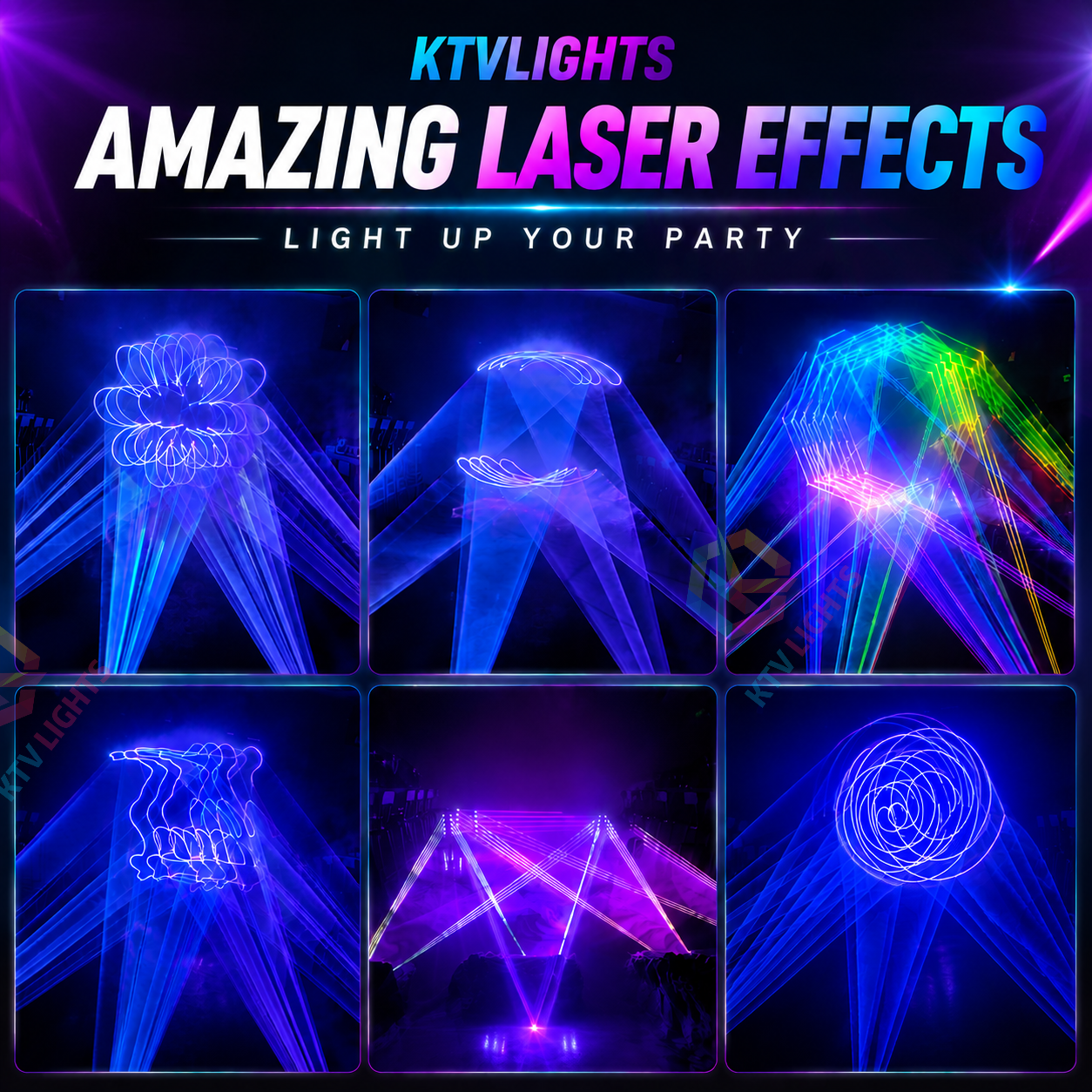 KTVLIGHTS RGB Animation Strobe Laser Light – DJ Stage Effect Light – DMX512 - A12