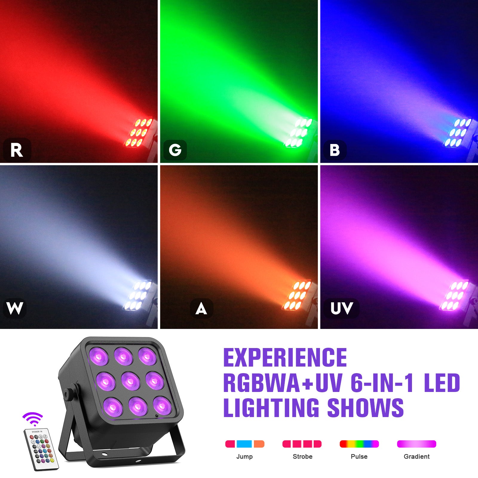 54W DMX6in1 RGBWAUV Rechargeable Stage Light-P25