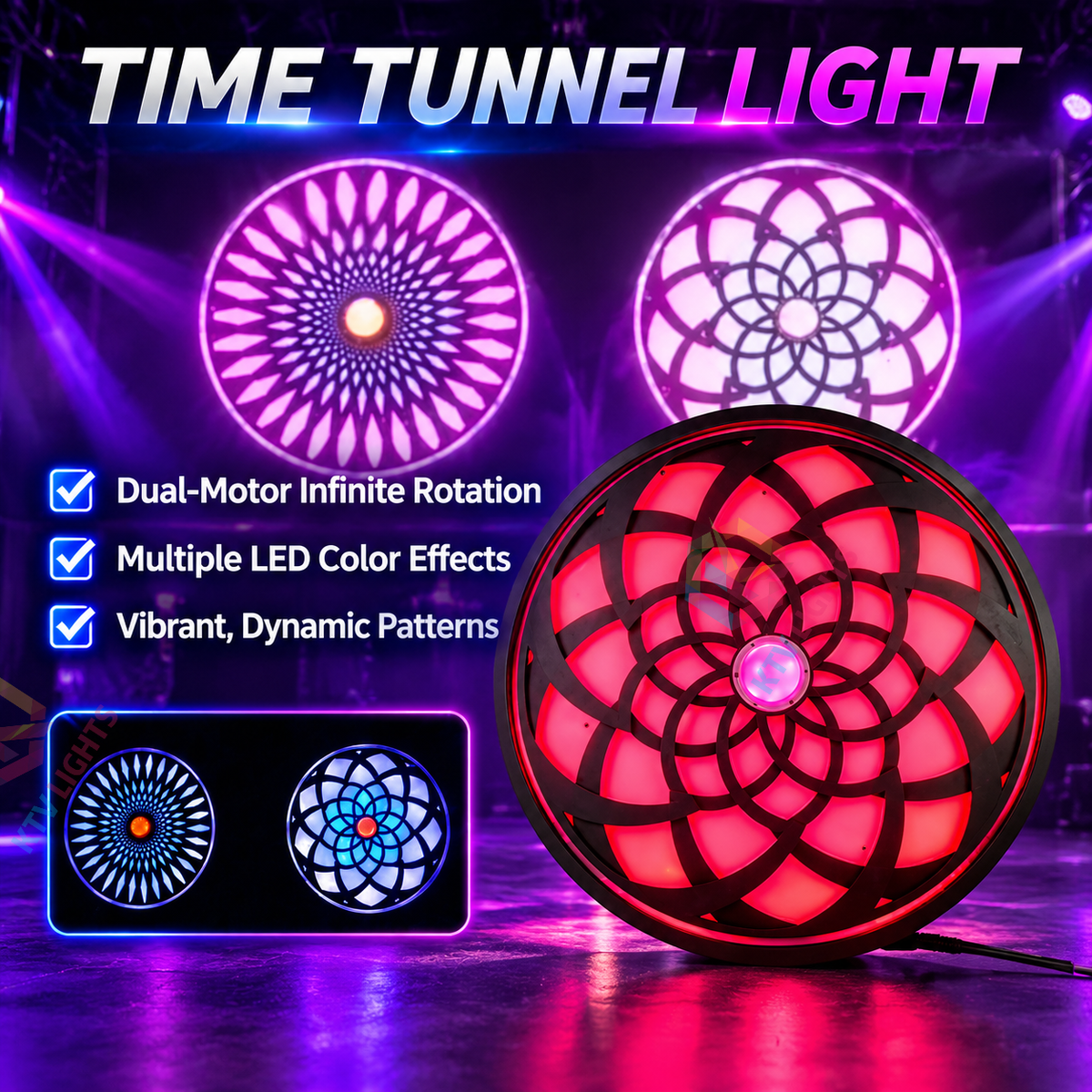 KTVLIGHTS 35W RGBW DMX512 Infinite Rotation Stage Light-F5