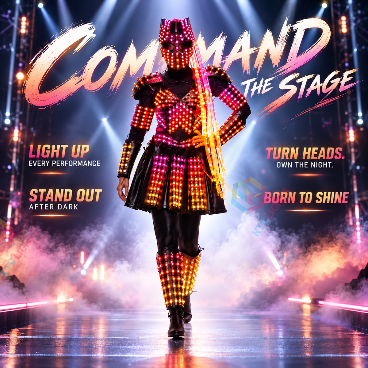 KTVLIGHTS Women's LED Stage Costume for Rave, DJ & Dance-M62