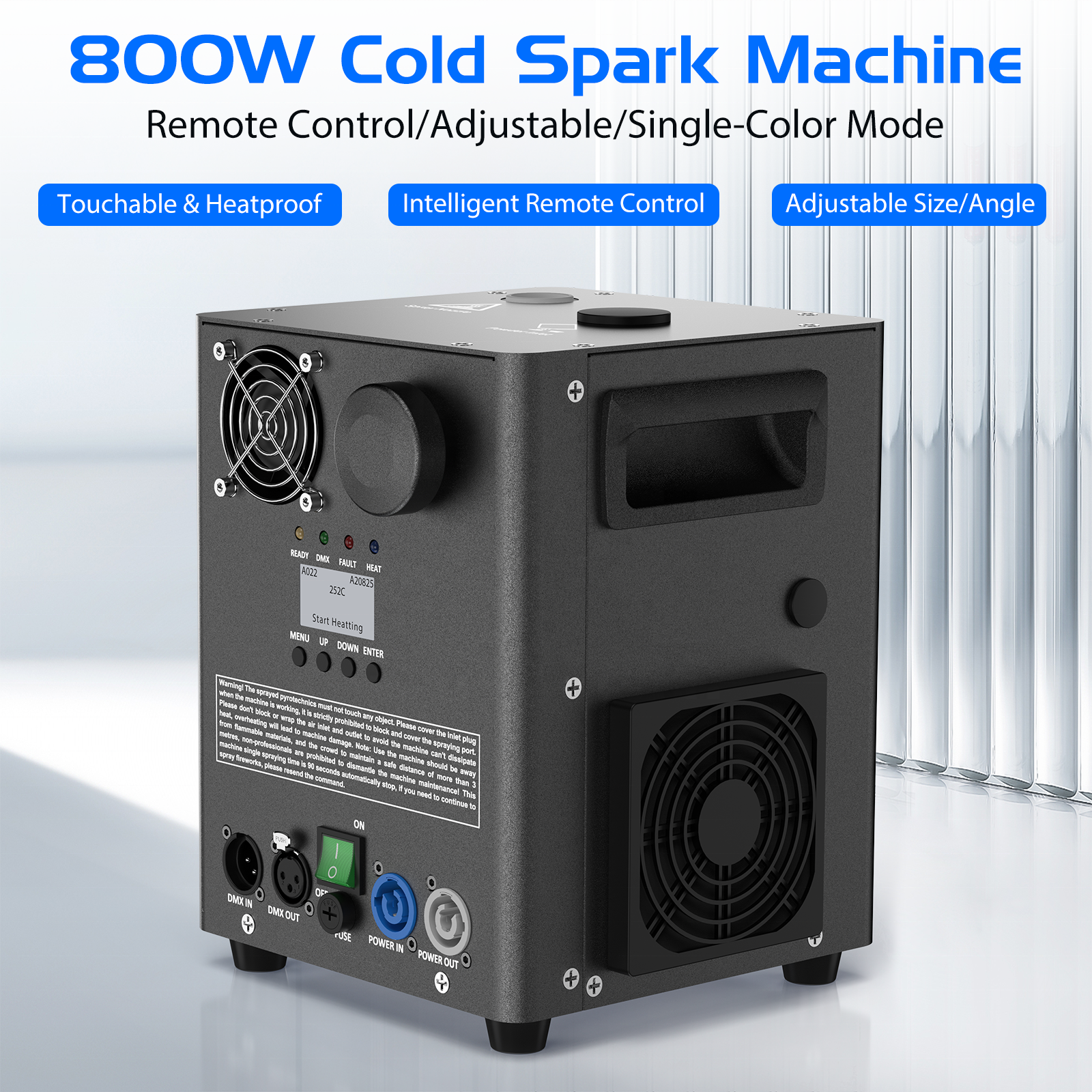 800W Cold Spark Machine with Flight Case - H2