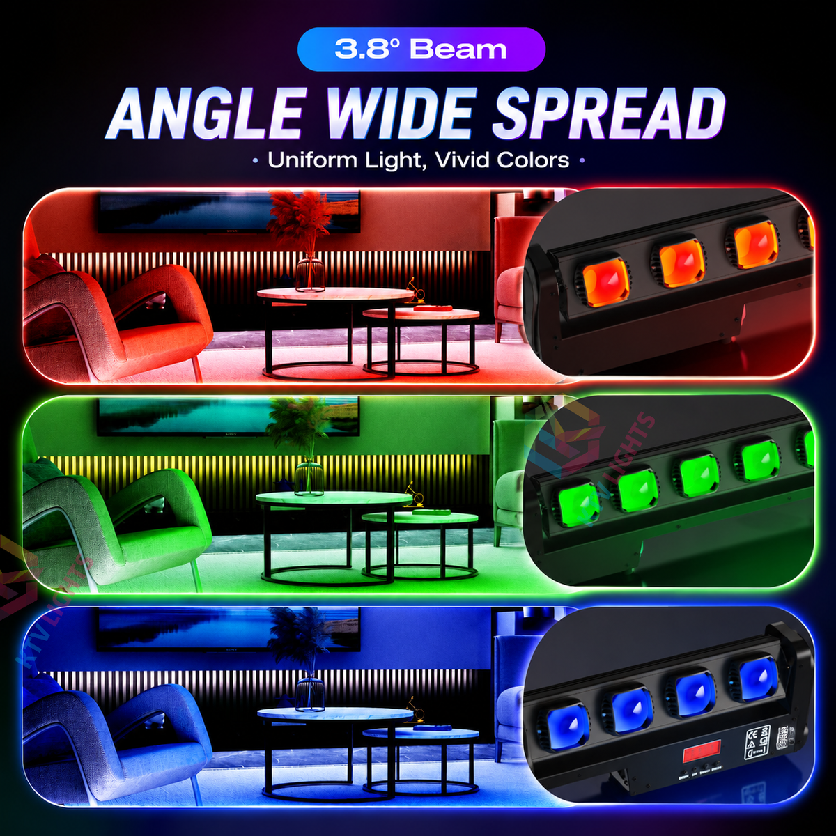 KTVLIGHTS 250W RGBW 4-in-1 LED Wall Washer-X5