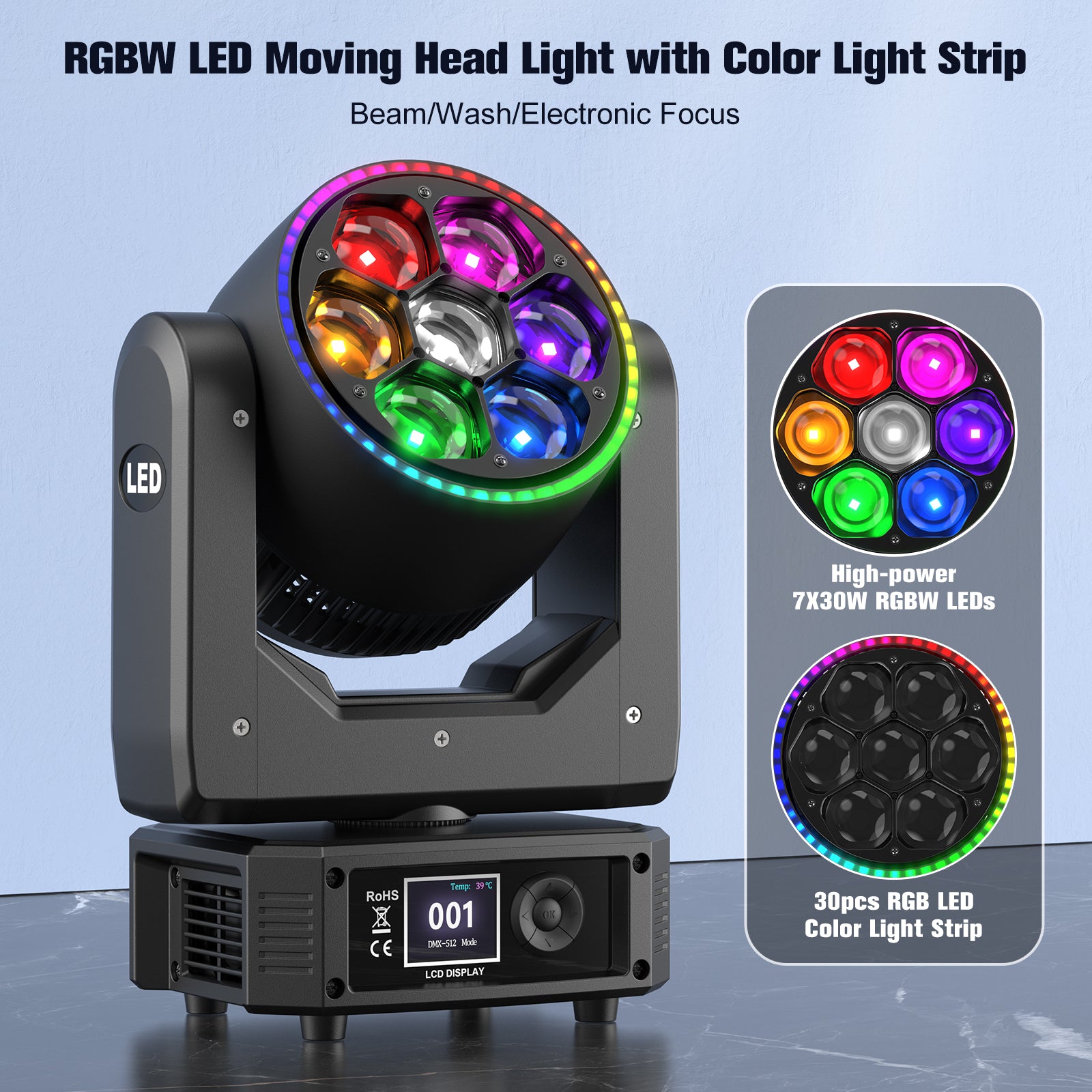 7X30W LED RGBW 4-in-1 Bee Eye Moving Headlight-E29