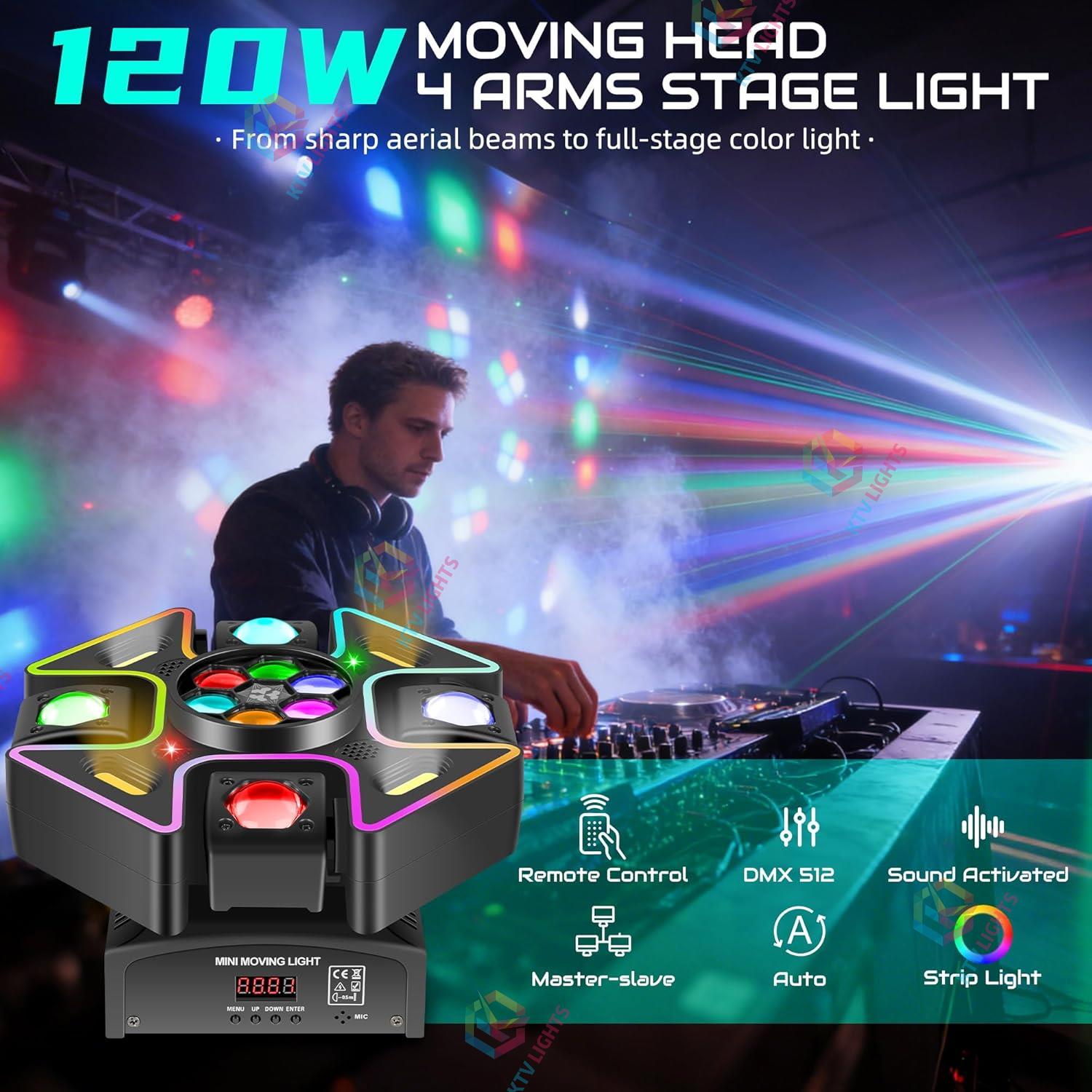 120W quad-arm LED moving head light with RGB light strip-E71