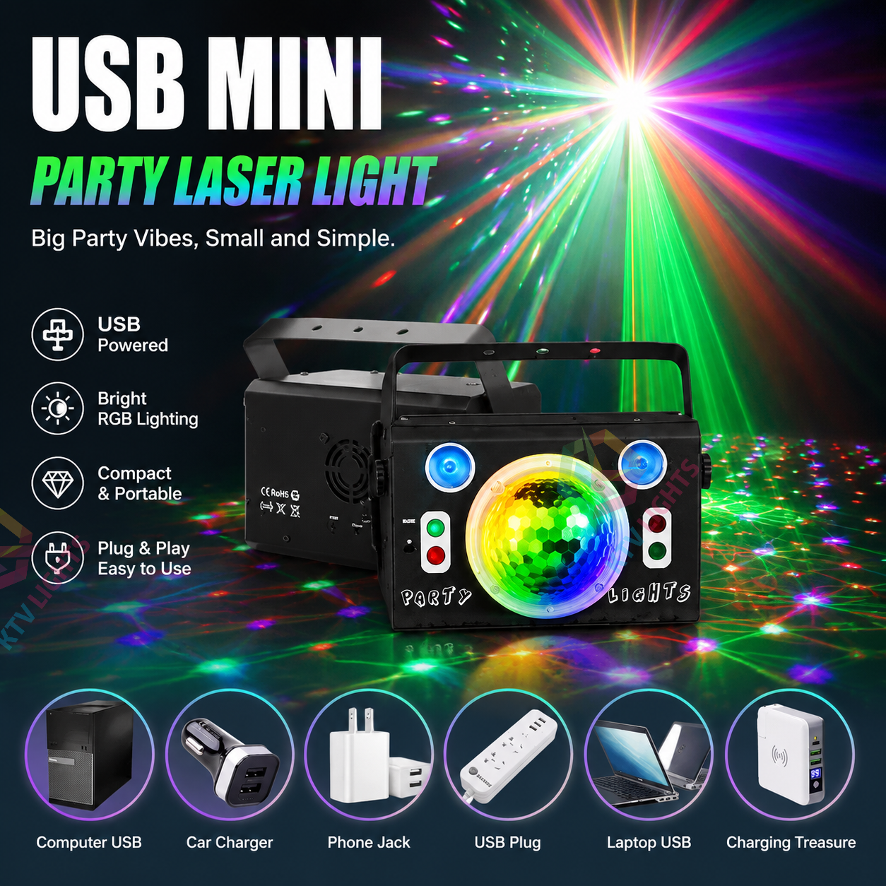 KTVLIGHTS USB Mini Party Laser Light-C16