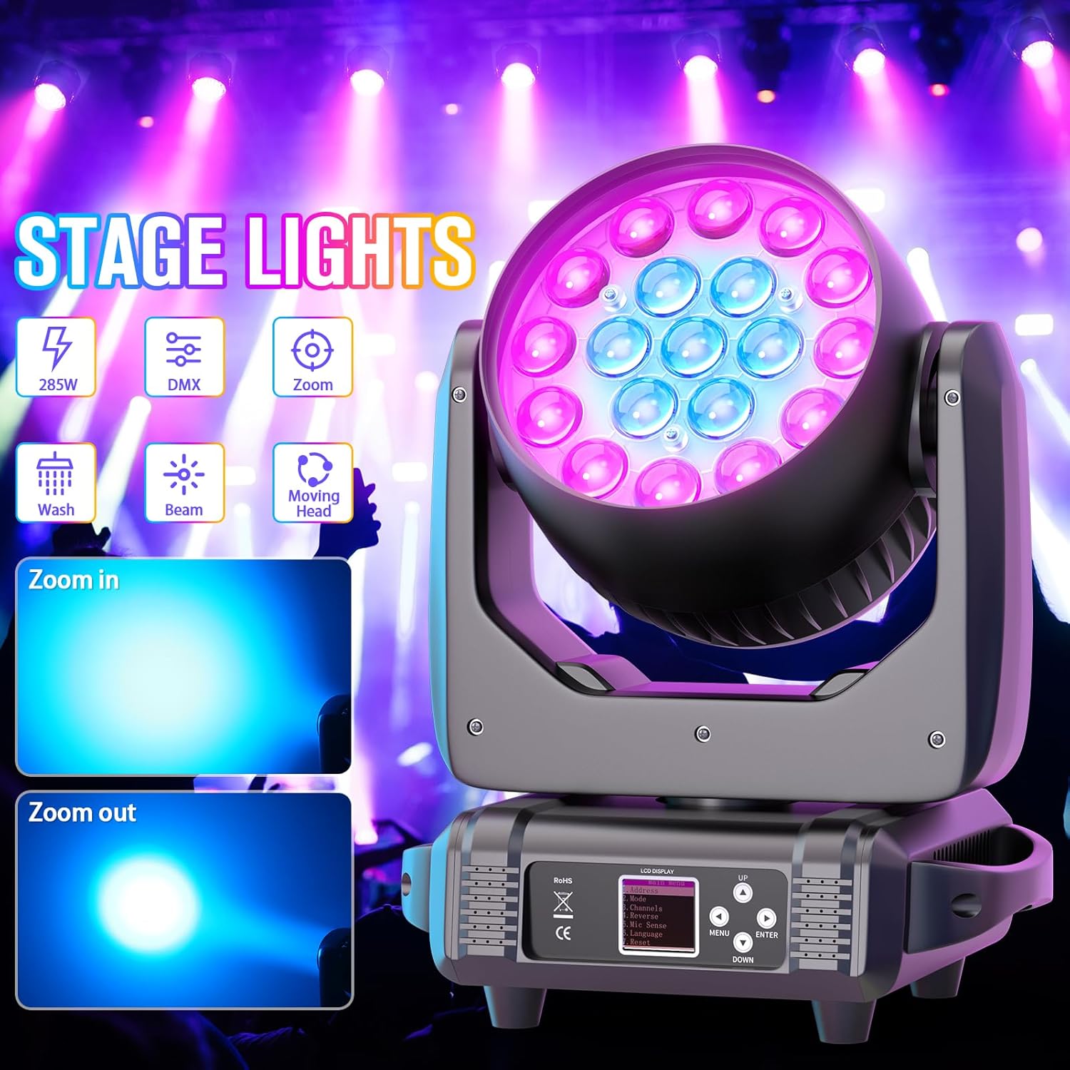 285w RGBW stage light 19 LED moving head light-P5