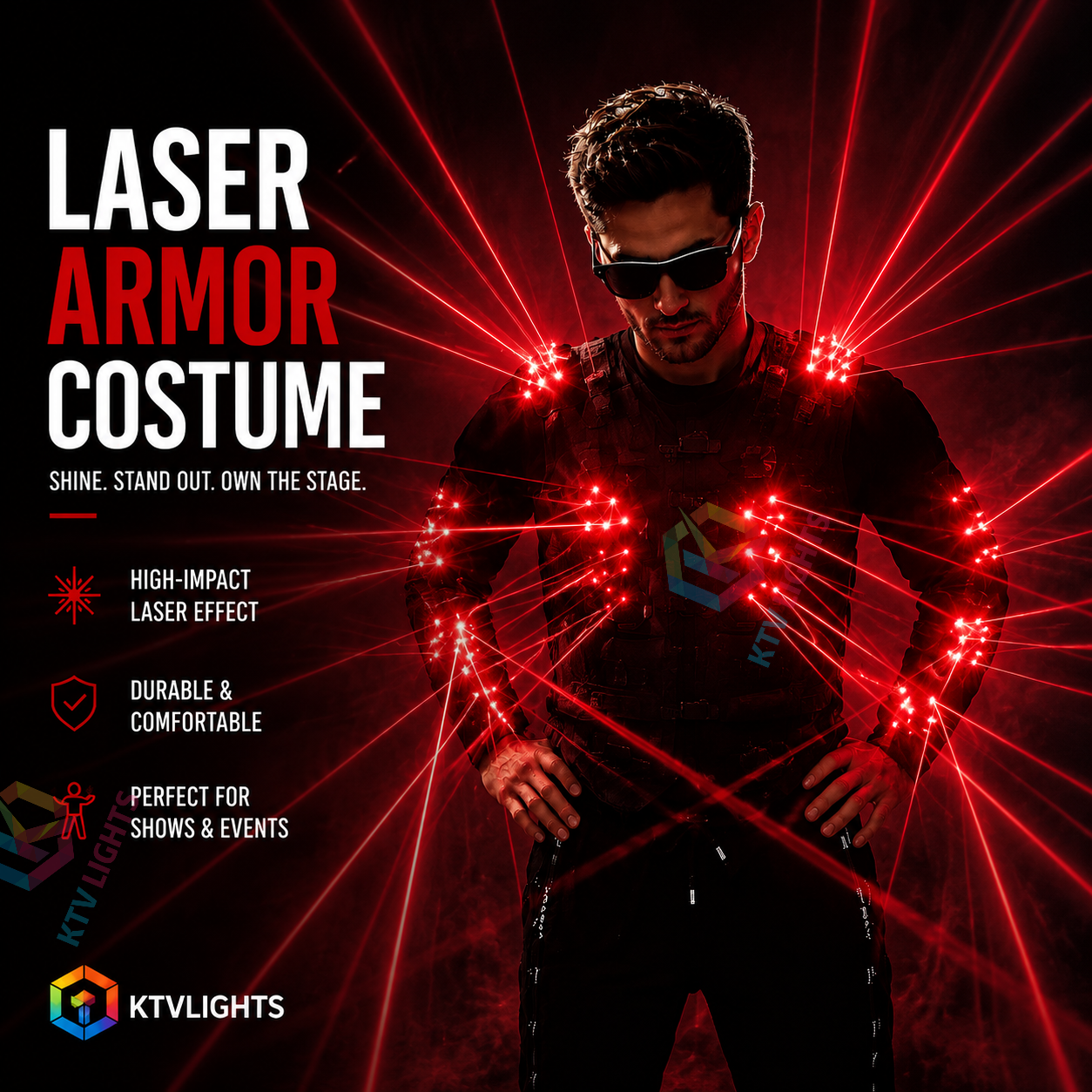 KTVLIGHTS Red Laser Armor Costume For Epic Party Looks-M29