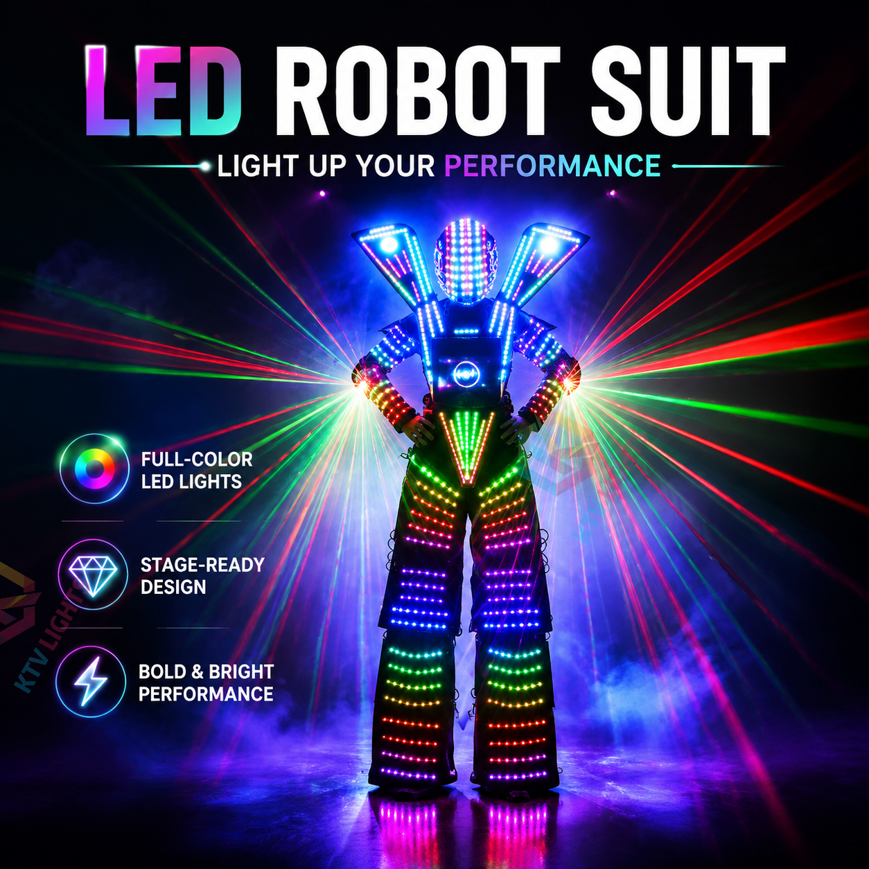 KTVLIGHTS Futuristic LED Robot Suit for Stage & Party Shows-M51