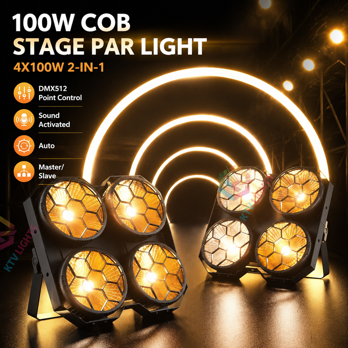 KTVLIGHTS 4x100W COB 4-Eye LED Stage Blinder Light-P41