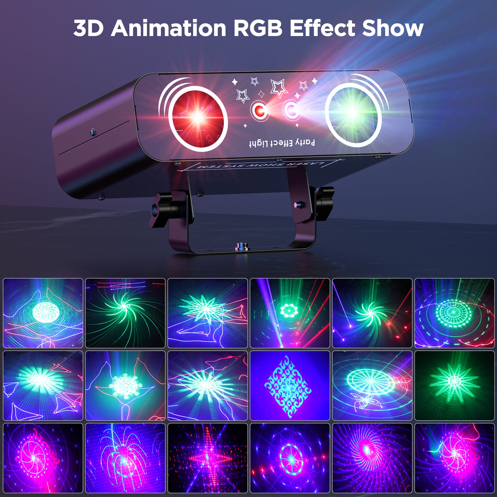 Full Color DMX 3D Animation Light LED Laser Stage Light-A33