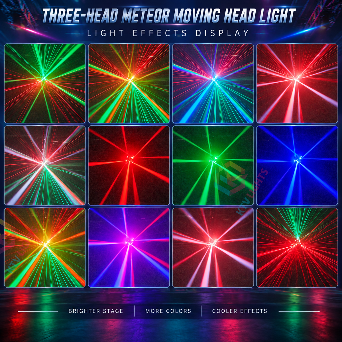 KTVLIGHTS 150W 3-Arm Moving Head Laser Beam DJ Stage Light-E97