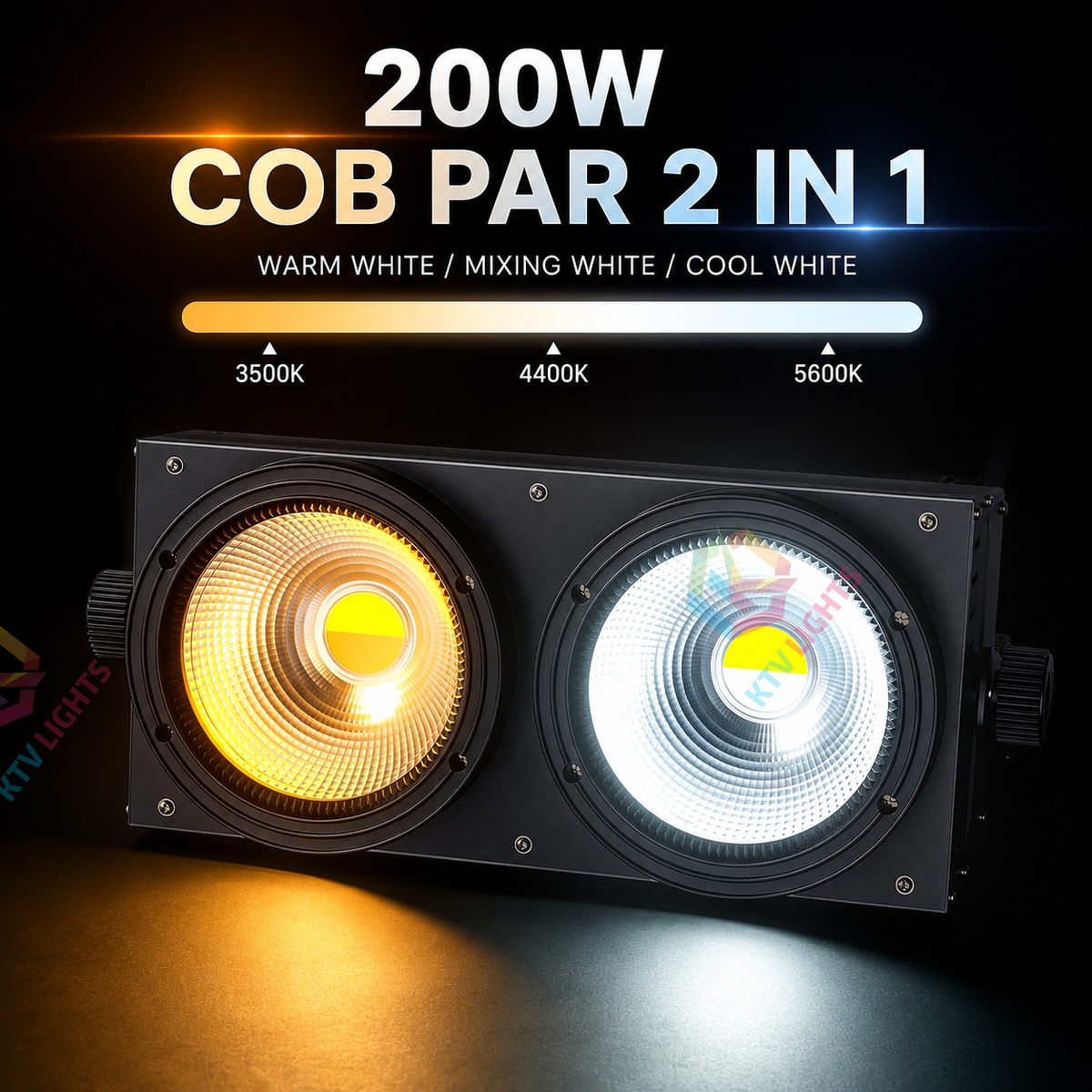 KTVLIGHTS 200W COB DMX Voice-Activated LED PAR Light-P67