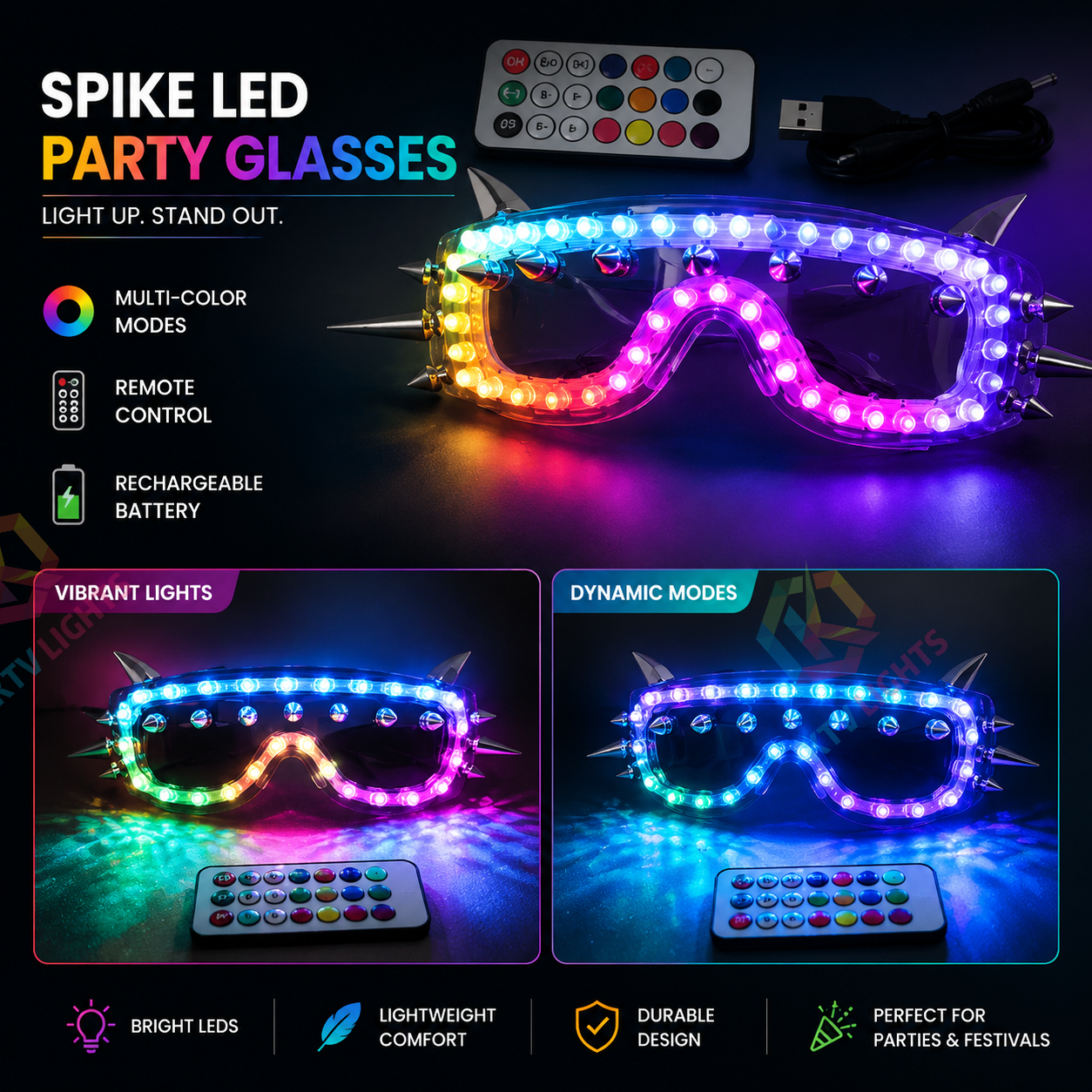 KTVLIGHTS LED Glasses for Rave Parties, Dancing & Festivals -M18