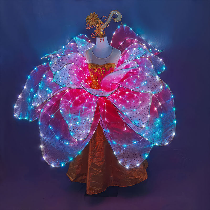 Full Color LED Petal Skirt Flower Opening Dance Big Swing Dress-M14