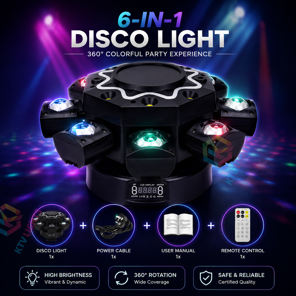8-Arm RGB Laser Moving Head Party Light DJ Disco Light-E87