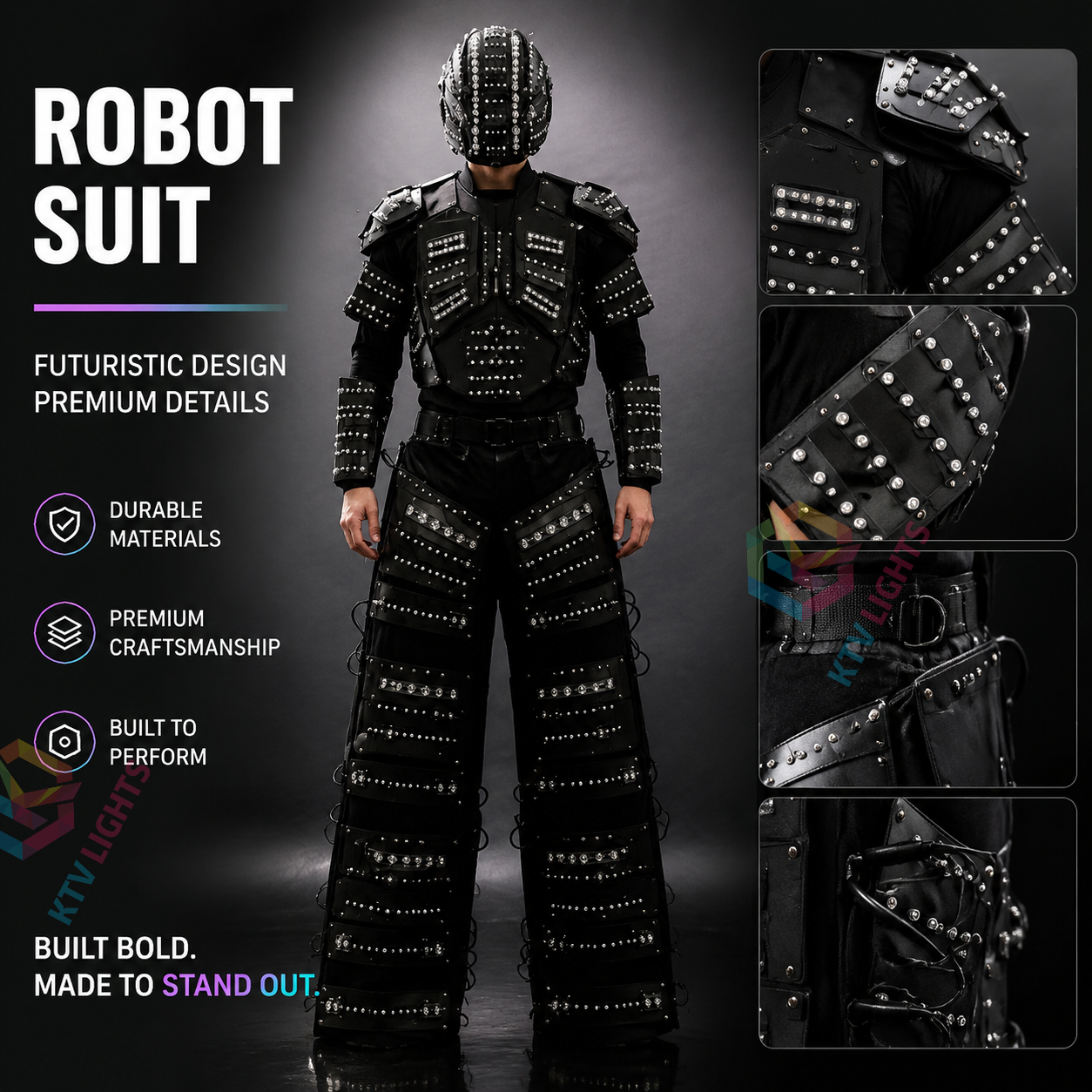 KTVLIGHTS Smart Pixel LED Robot Costume for Rave & Events-M26