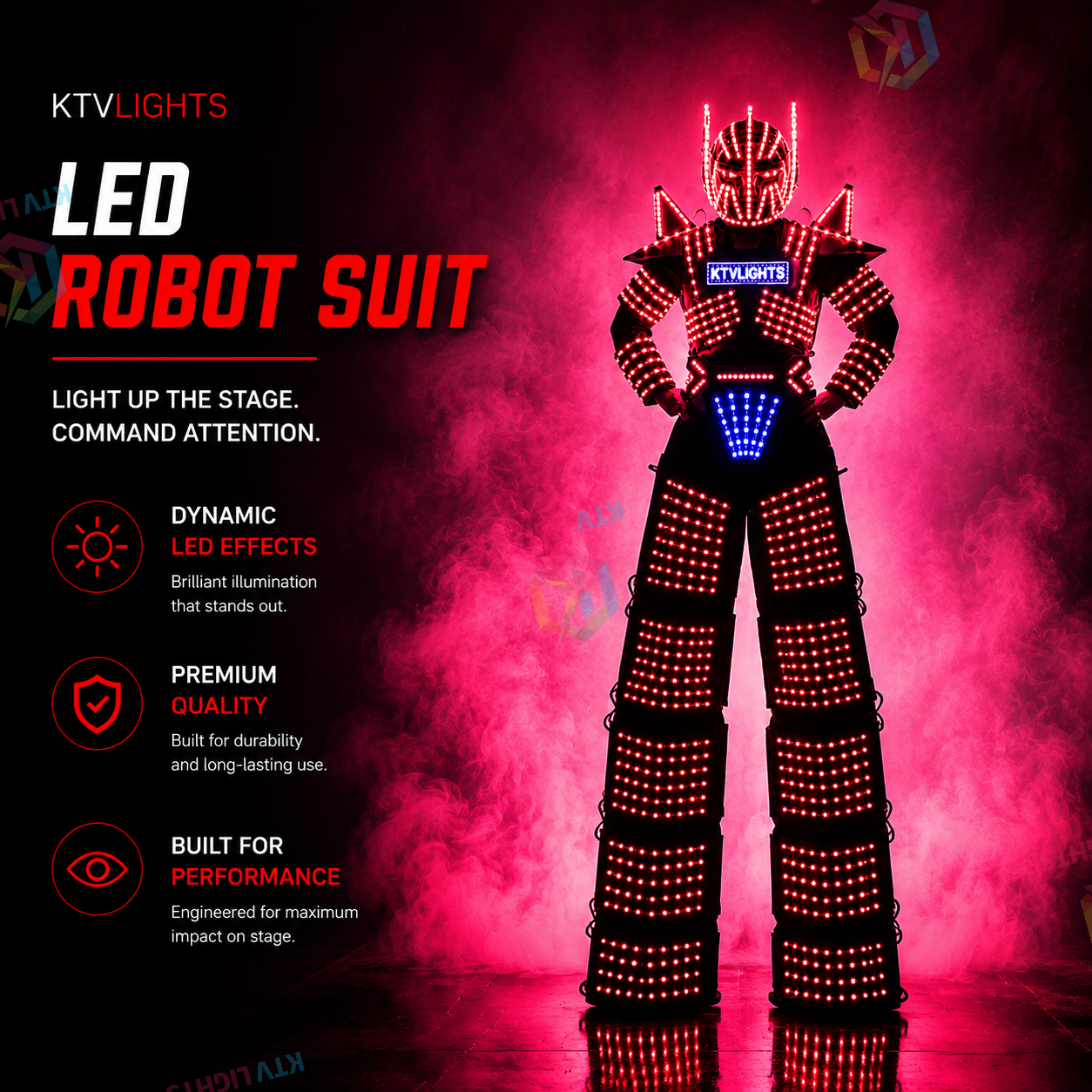 KTVLIGHTS LED Robot Suit for Stilt Walkers & Stage Shows-M50