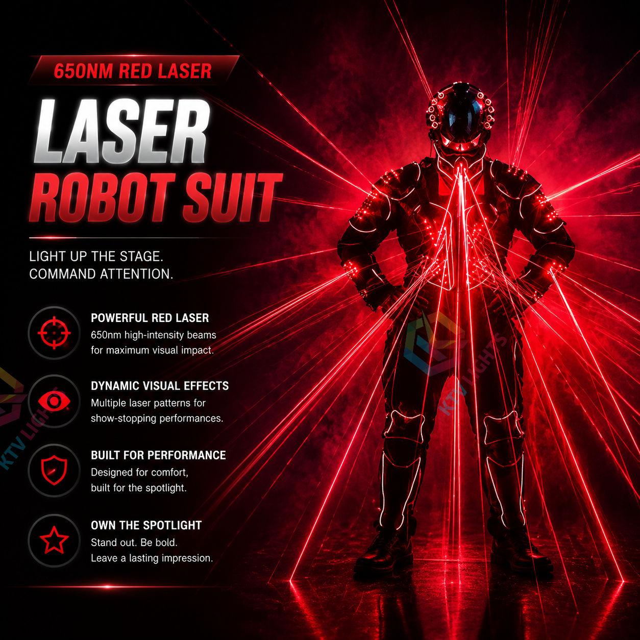 KTVLIGHTS Red Laser Robot Costume for Stage & Party Shows-M55